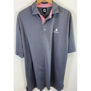 FootJoy FJ Men's XL Gray Performance Golf Polo Shirt Pink Trim Stretch